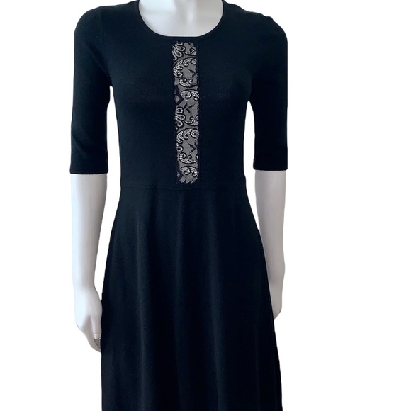 BETSEY JOHNSON LACE PANEL BLACK FIT & FLAIR DRESS - Picture 2 of 10